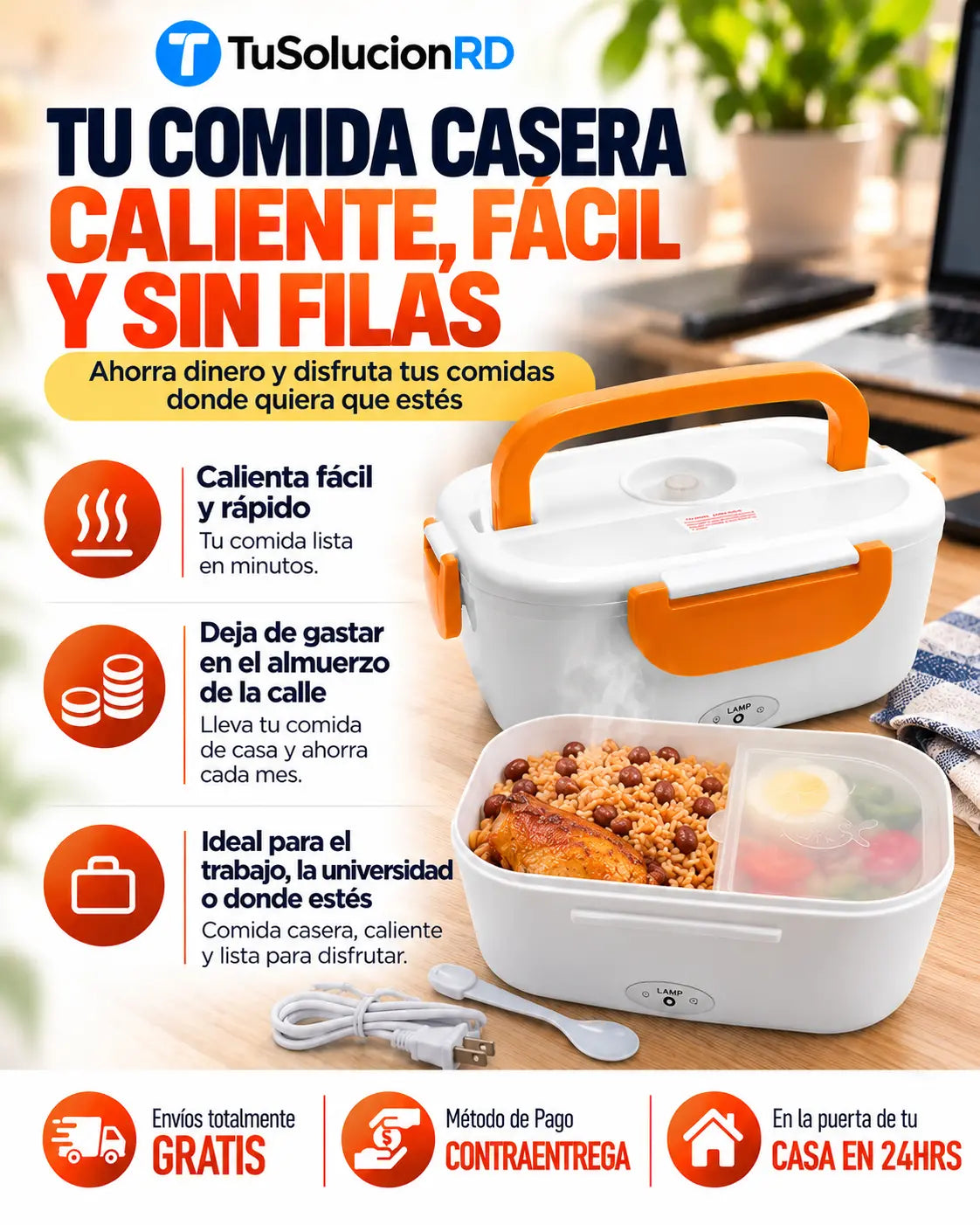 Lonchera Eléctrica Portátil: calienta tu comida donde estés