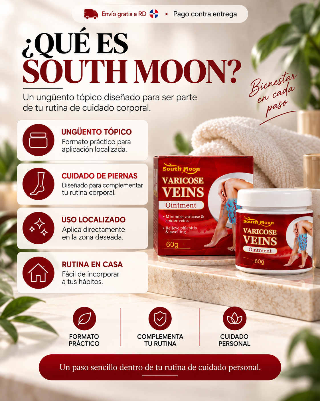 Crema tópica para las várices