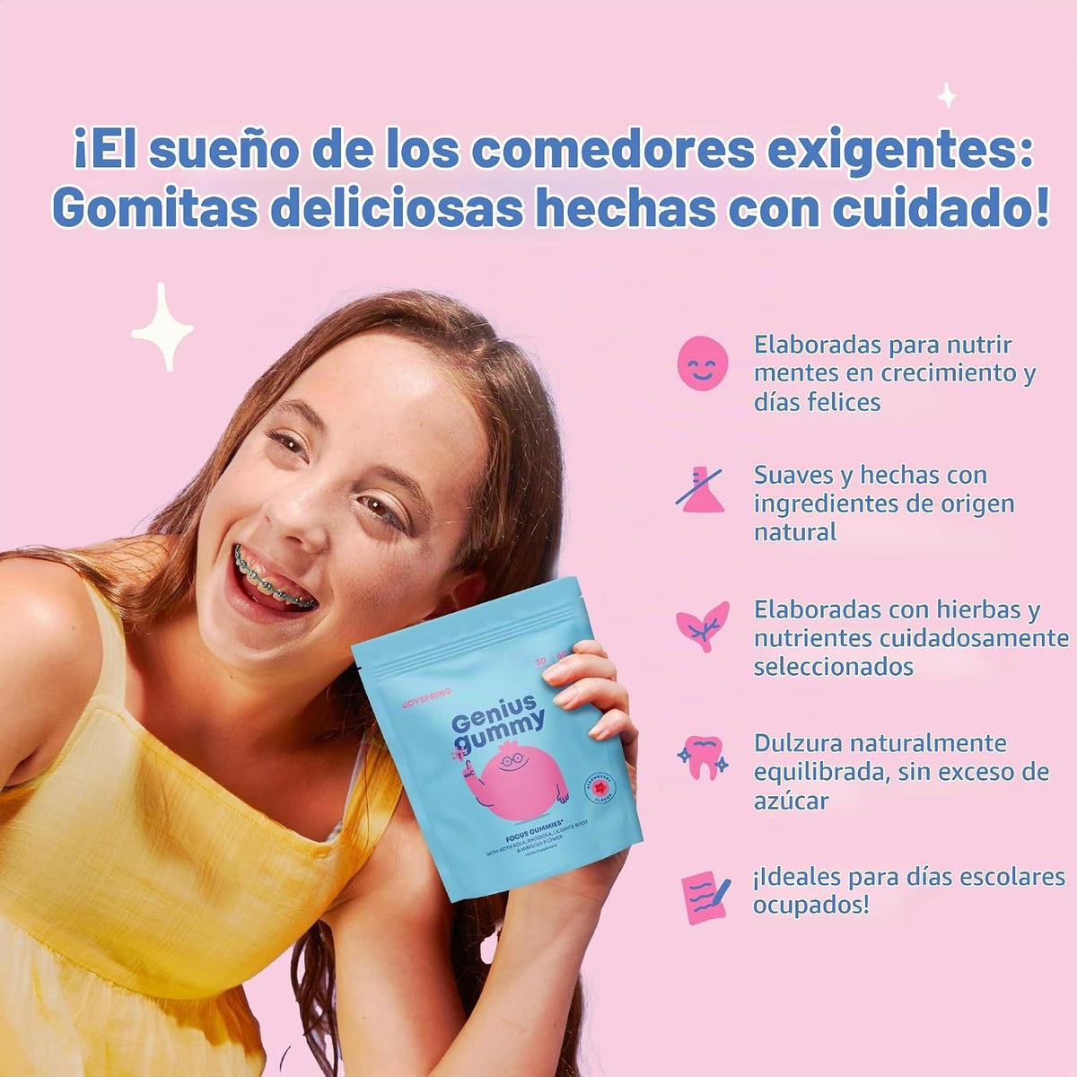 Más Enfoque, Mejores Notas en la Escuela · Genius Gummies