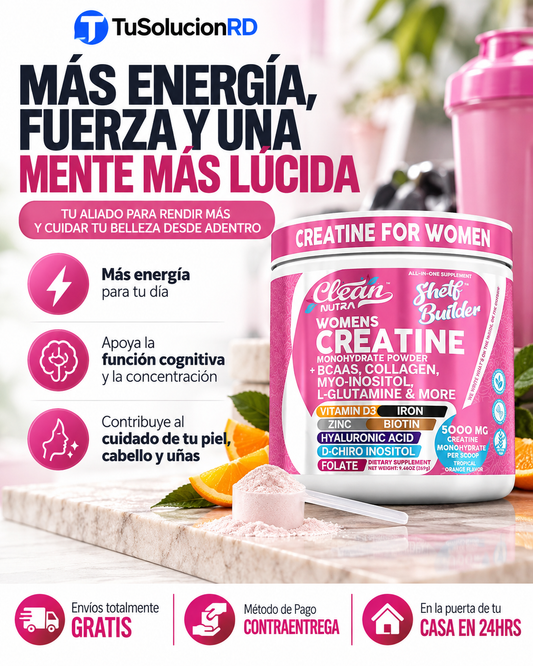 Creatina para Mujer todo en uno· Un solo frasco, una medida al día