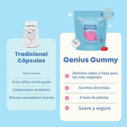 Más Enfoque, Mejores Notas en la Escuela · Genius Gummies